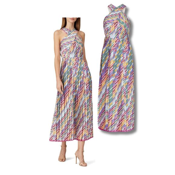 Monique Lhuillier Dresses & Skirts - ML Monique Lhuillier Crossneck Pleated Dress - Size 12